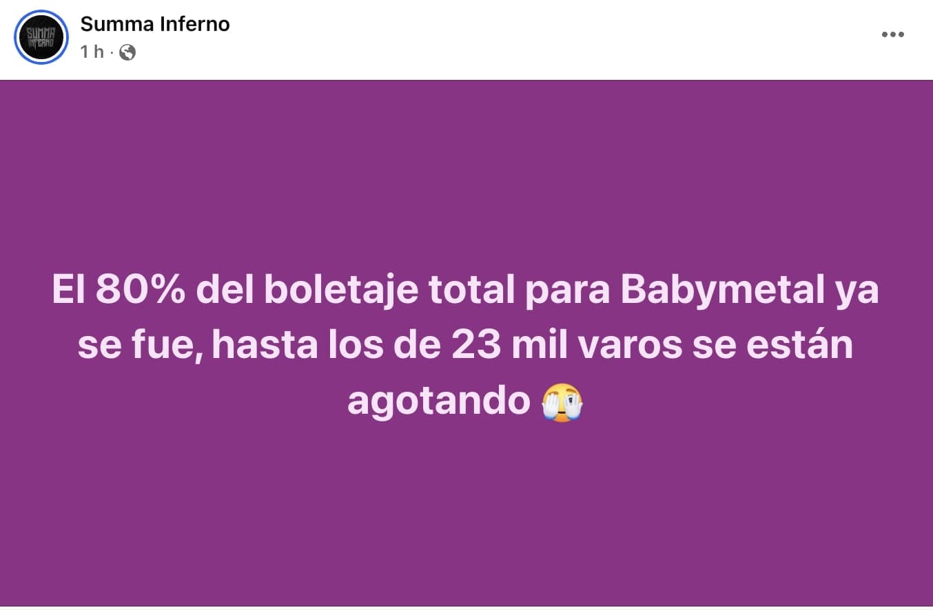 Boletos concierto Babymetal Arena CDMX