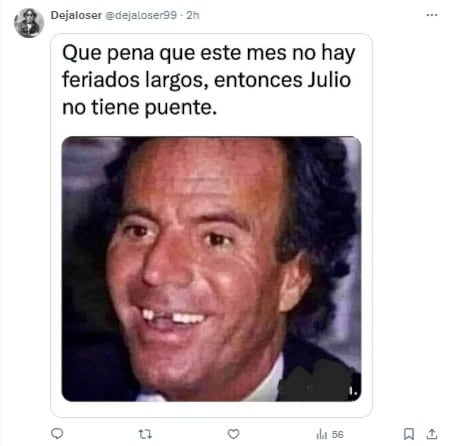 Memes de julio no descansan al clásico Julio Iglesias para darle la bienvenida al séptimo mes