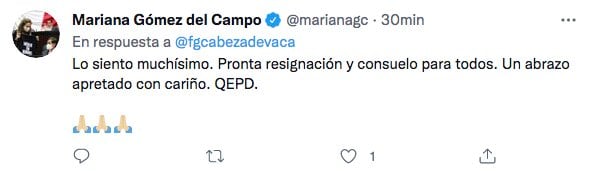 Tuit de Mariana Gómez del Campo