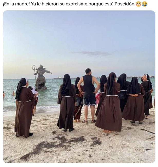 Memes de la estatua de Poseidón en Yucatán