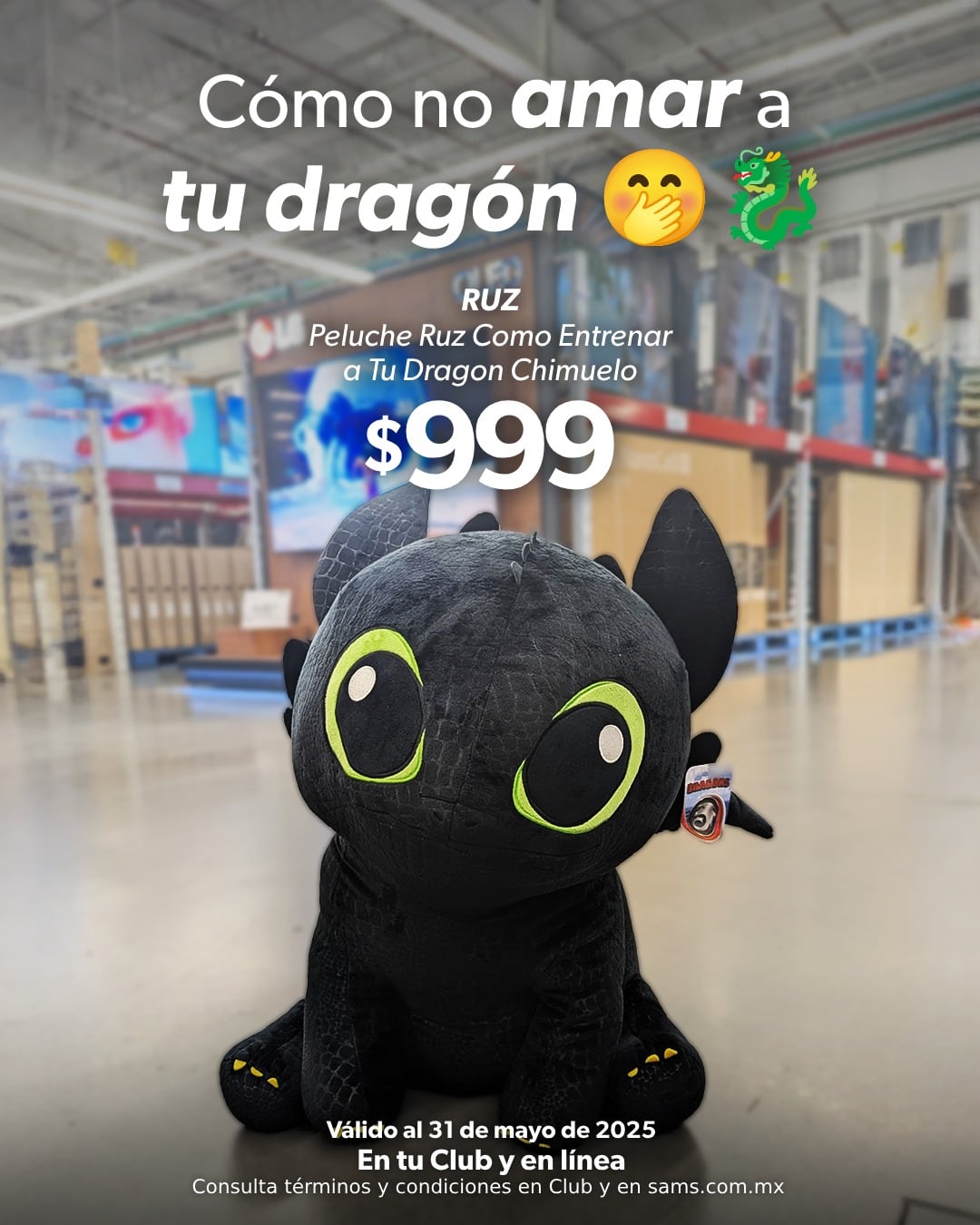 Peluche de Chimuelo de Cómo entrenar a tu dragón en Sam’s Club