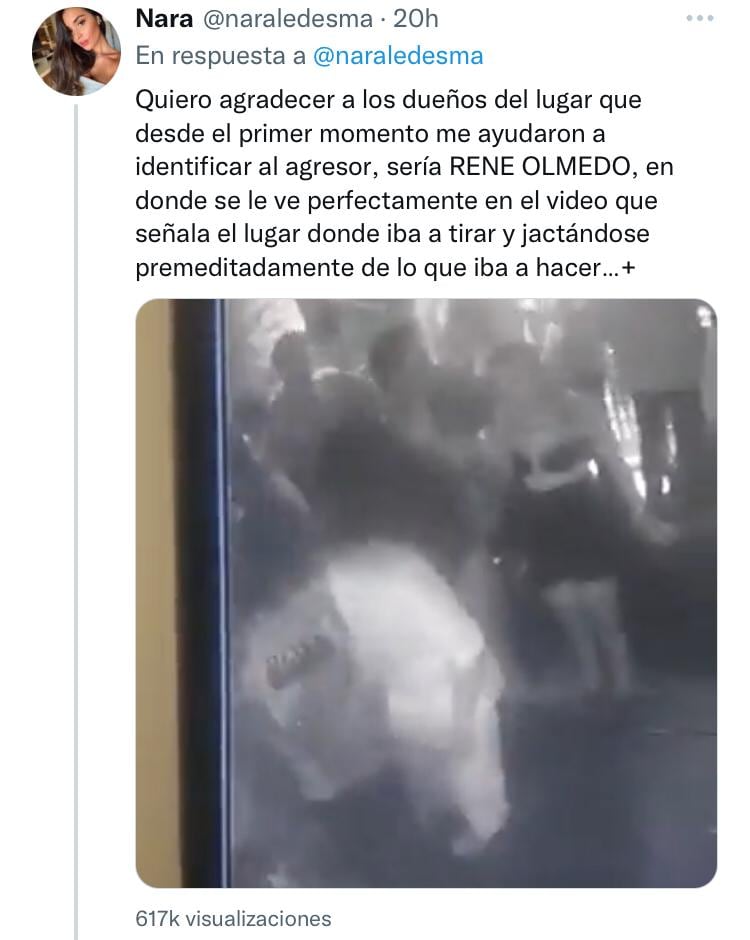 Relato de Nara Ledesma en Twitter