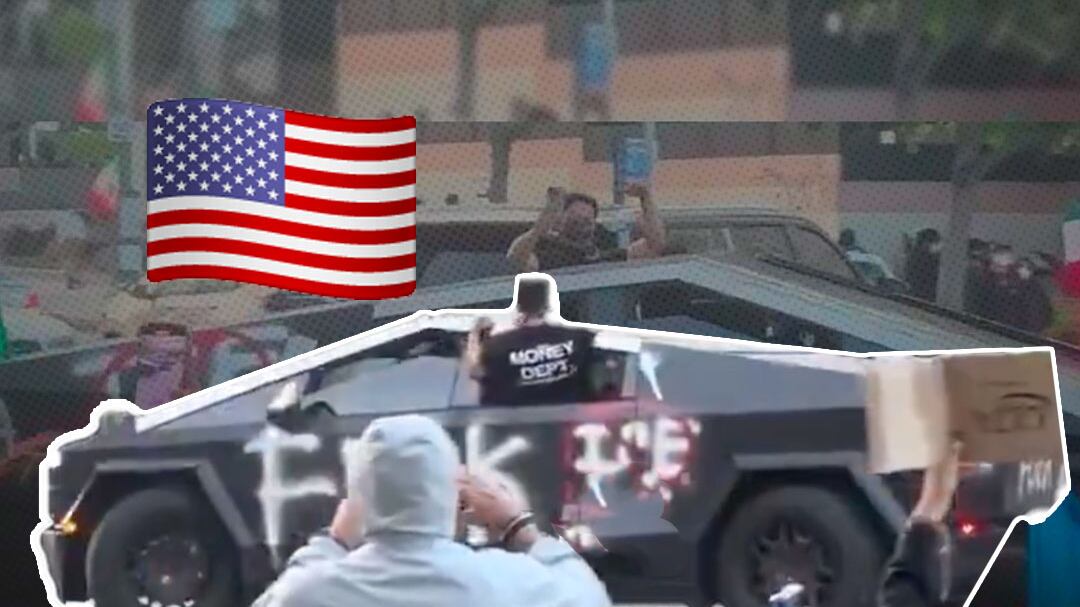 La Cybertruck anti ICE que apoya a migrantes en protestas en Los Ángeles contra redadas de Estados Unidos