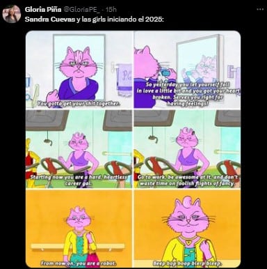 Memes de los propósitos de Año Nuevo de Sandra Cuevas.