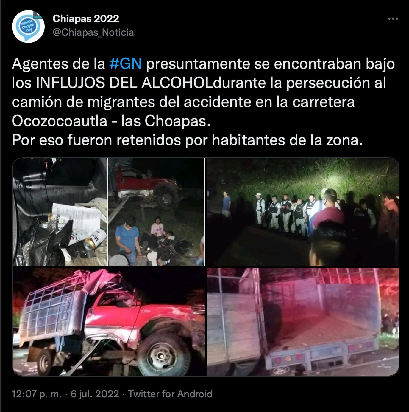 Un camión con migrantes se accidentó en la ruta Ocozocoautla - Las Choapas, Chiapas; 15 resultan heridos