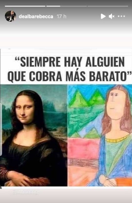 Publicación de Rebecca de Alba en Instagram