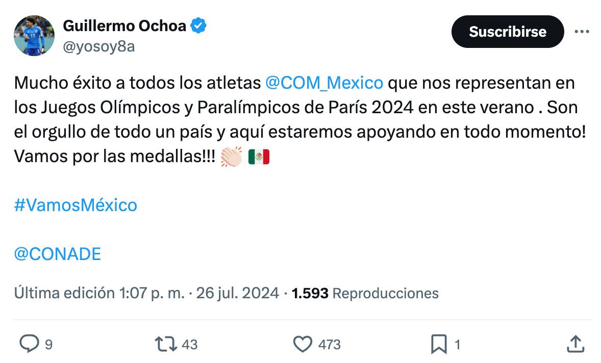 Tweet de Memo Ochoa