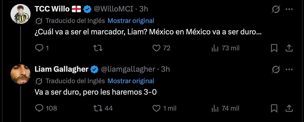 Liam Gallagher cambia su pronóstico para el México vs Inglaterra