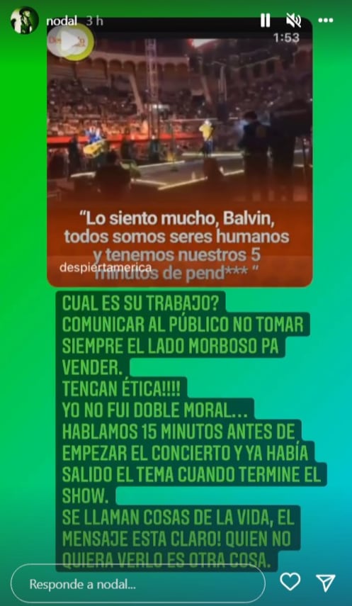 Historia de Instagram Christian Nodal