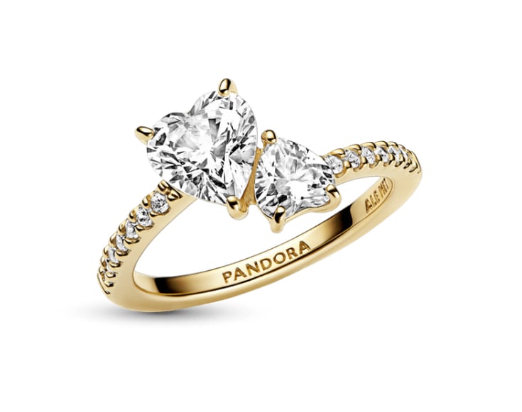 Anillo Doble Corazón Brillante de Pandora