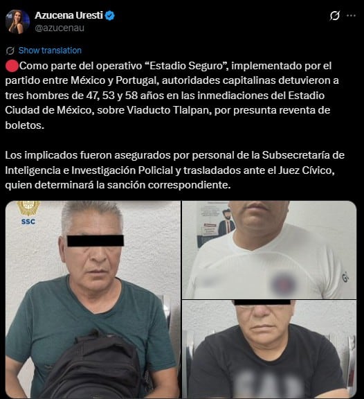 México vs Portugal: tres detenidos por reventa en el Estadio Banorte