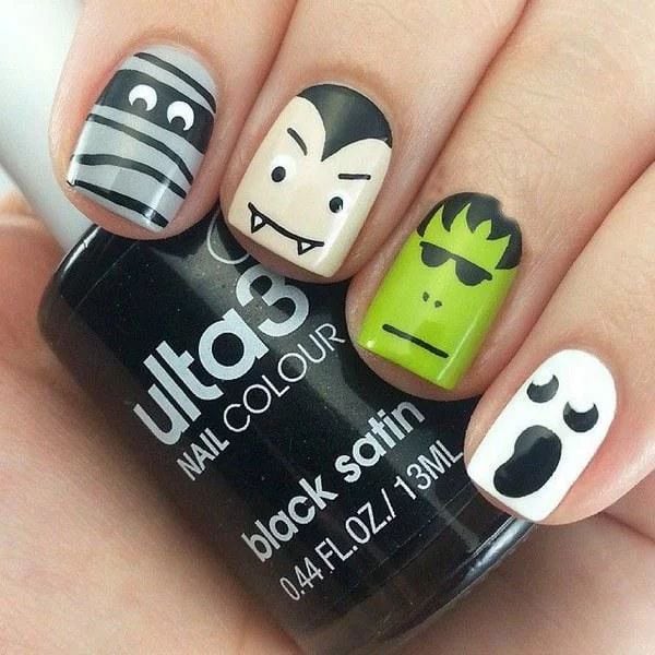Diseños de Halloween 2023: Uñas de Uñas de monstruos clásicos