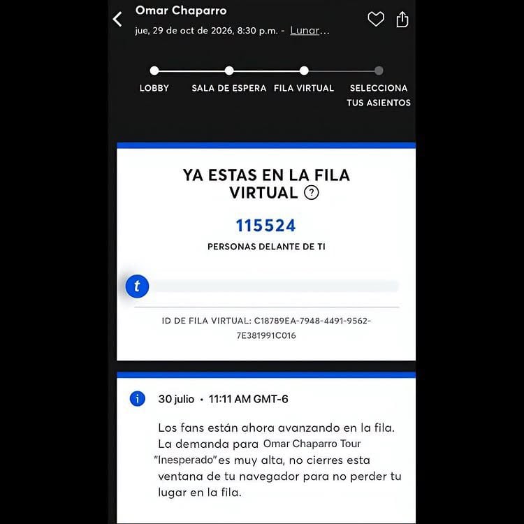 Se burlan de Omar Chaparro por fila virtual de 100 mil personas en Ticketmaster