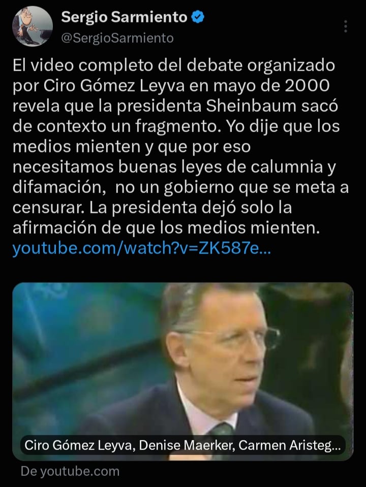 Sergio Sarmiento responde a Sheinbaum