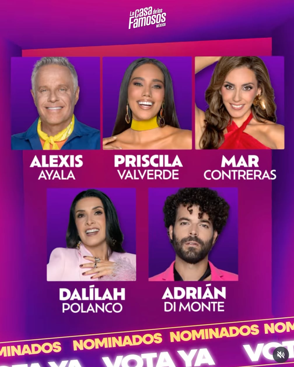 Nominados La Casa de los Famosos México 2025: Alexis Ayala, Priscila Valverde, Mar Contreras, Dalilah Polanco y Adrián Di Monte