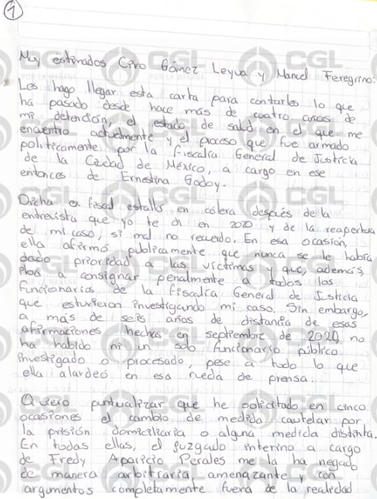 Cuauhtémoc Gutiérrez de la Torre denuncia maltrato en penal