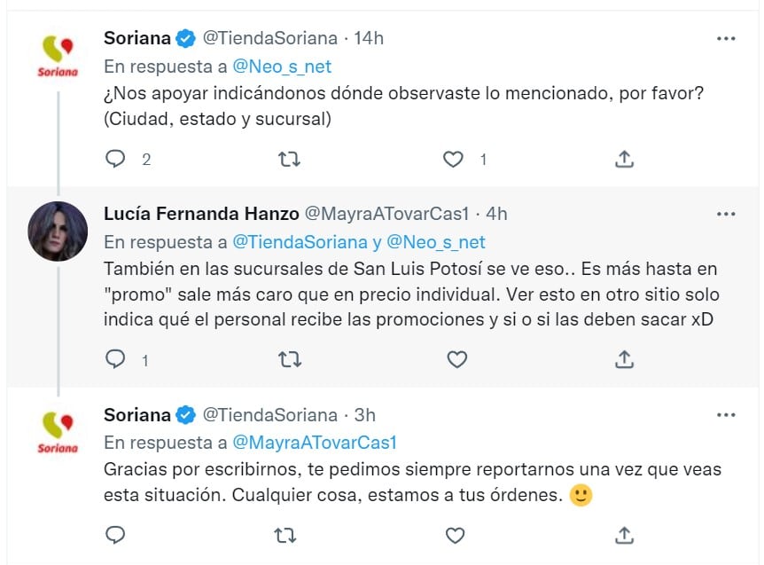 Soriana responde a quejas