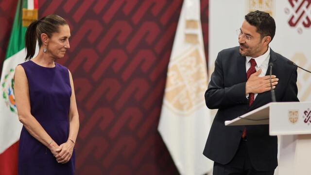 Martí Batres y Claudia Sheinbaum en la conferencia del 14 de junio de 2023