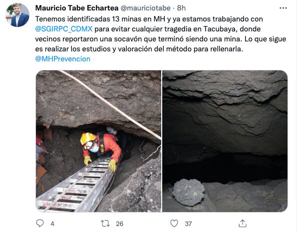 Hallan minas en Miguel Hidalgo; se encontraron luego del reporte un socavó