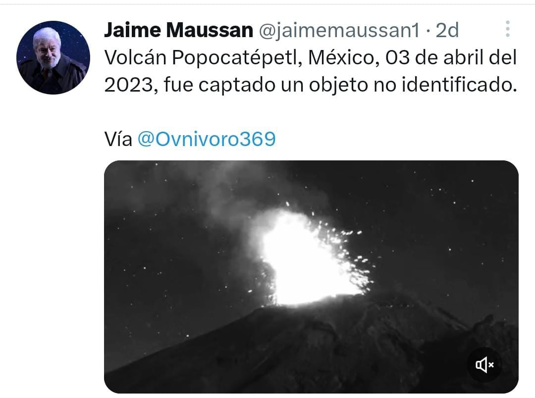 OVNI sobre el Popocatépetl