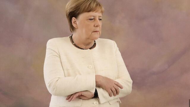 Angela Merkel durante un episodio de temblores este jueves.