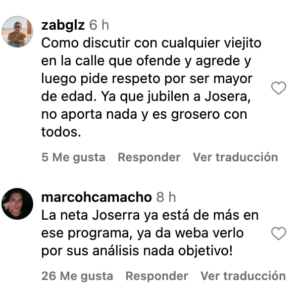 Comentarios sobre la pelea entre José Ramón y Javier Alarcón