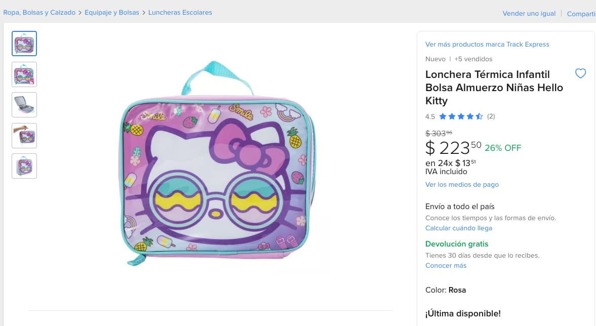 Lonchera de Hello Kitty en Mercado Libre