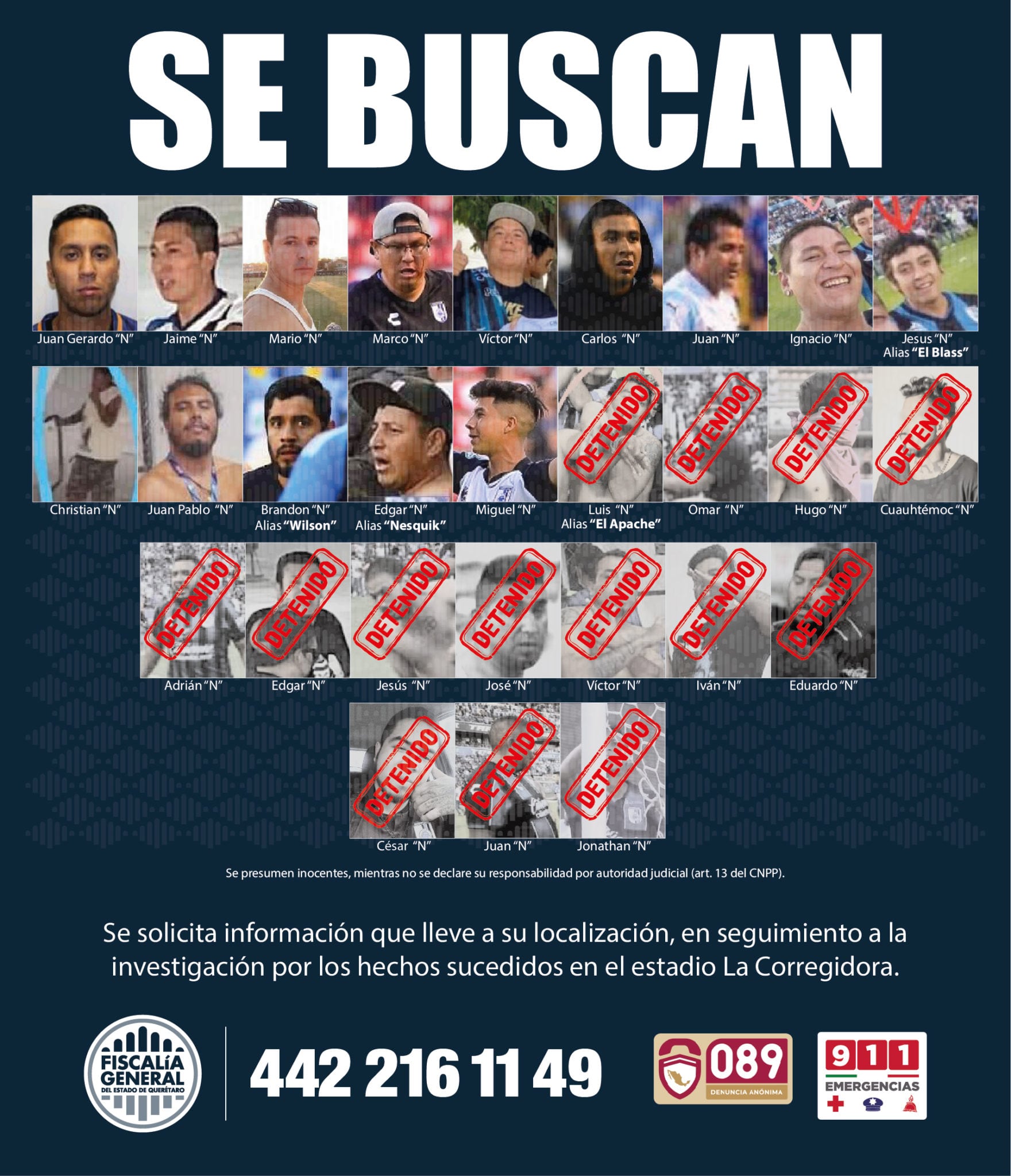Presuntos implicados en violencia