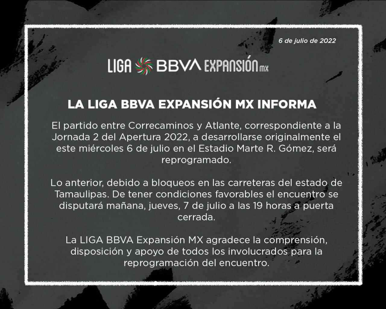 Comunicado Liga de Expansión MX