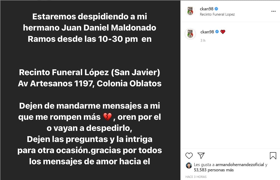 Publicación del rapero ‘C-Kan’ en Instagram