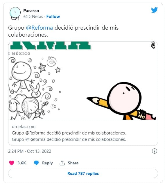 Pacasso anuncia despido de Grupo Reforma