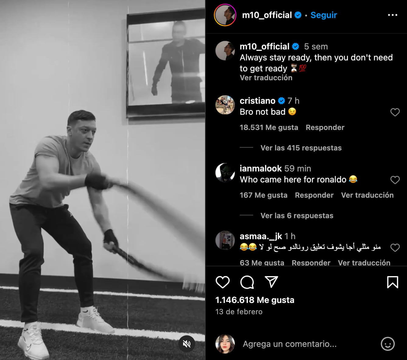 Post de Mesut Özil en Instagram