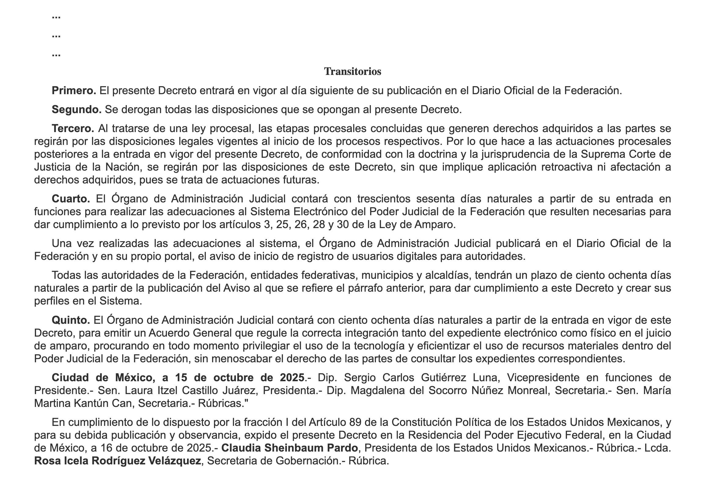 Ley de Amparo es publicada en el DOF