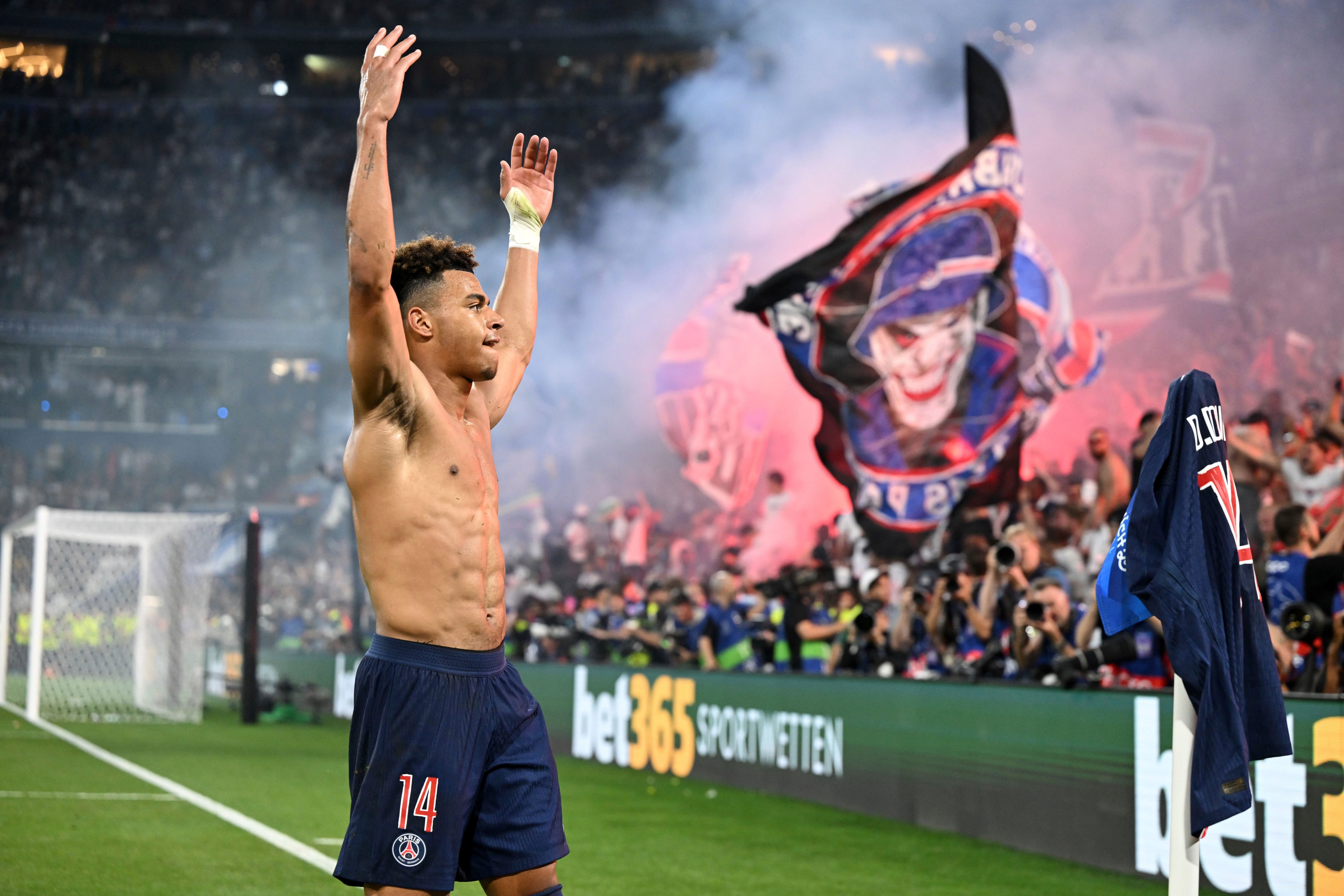 Desiré Doué en la final de la Champions League.