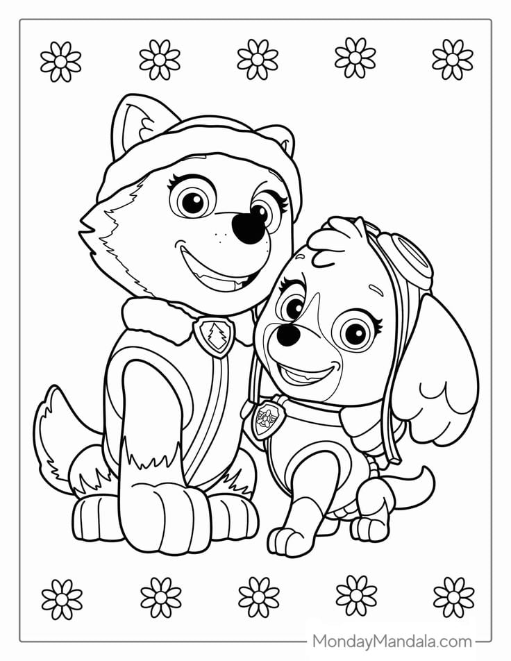 Plantillas para colorear: Flores, San Valentín y Paw Patrol