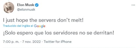 Elon Musk bromea sobre altos niveles de uso de Twitter