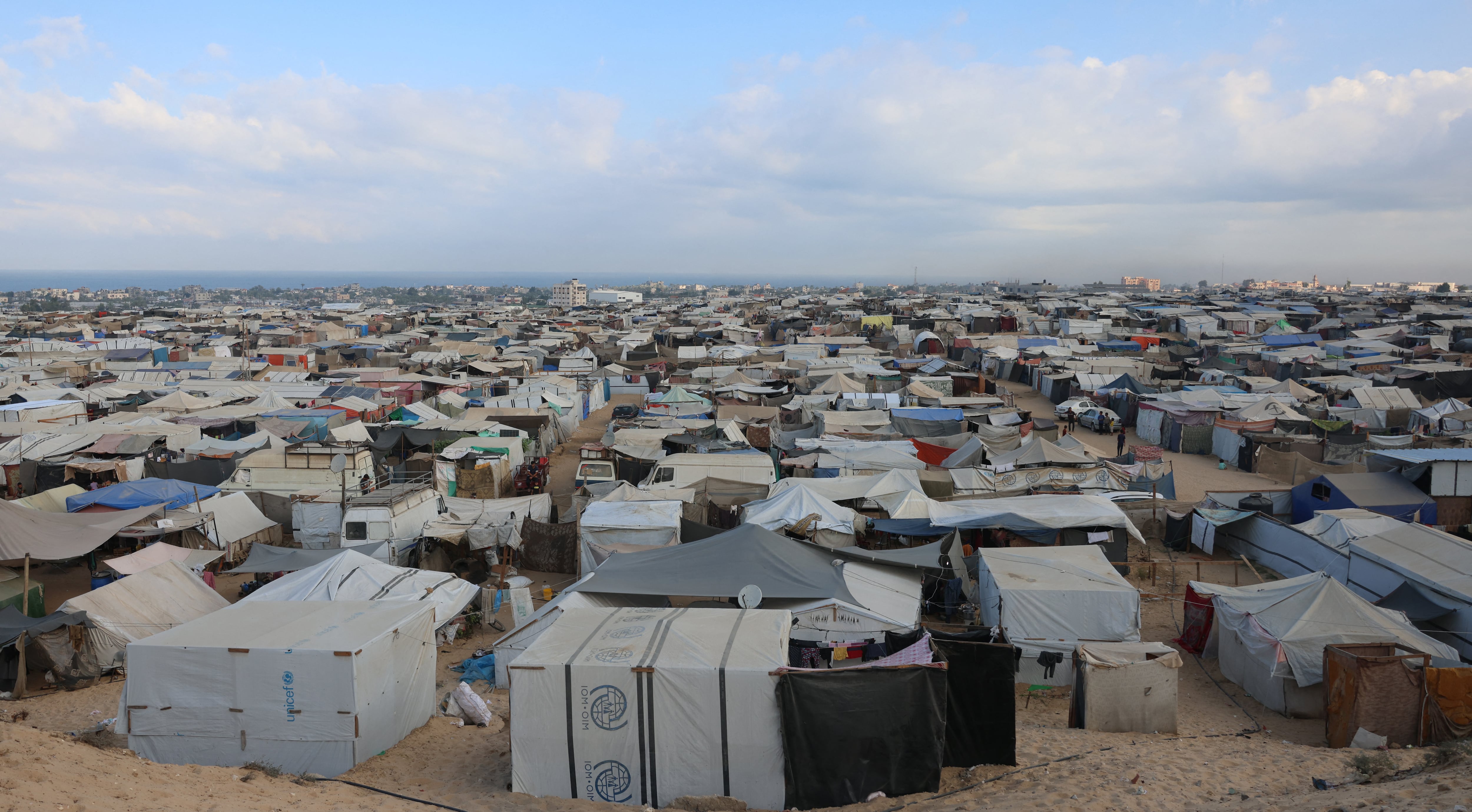 Campo de refugiados en la Franja de Gaza