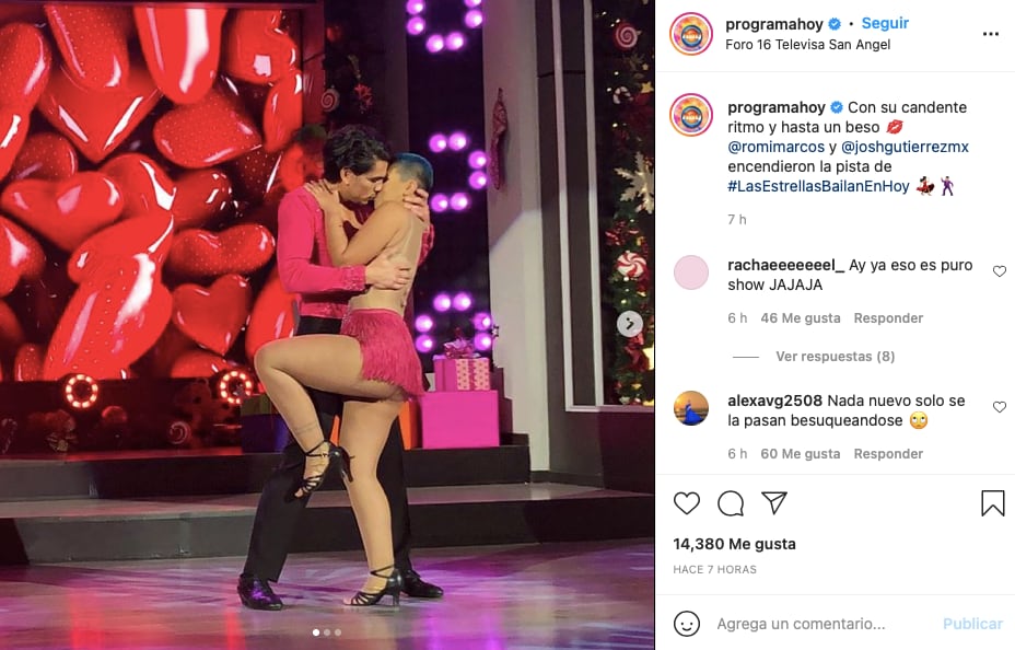 ‘Las Estrellas bailan en Hoy’. Romina Marcos y Josh Gutiérrez se dan tremendo beso