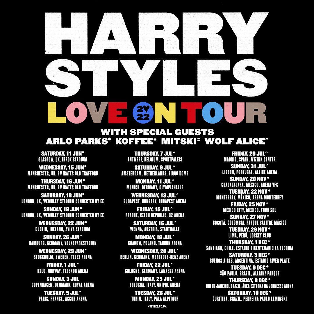 Calendario del 'Love on Tour', de Harry Styles