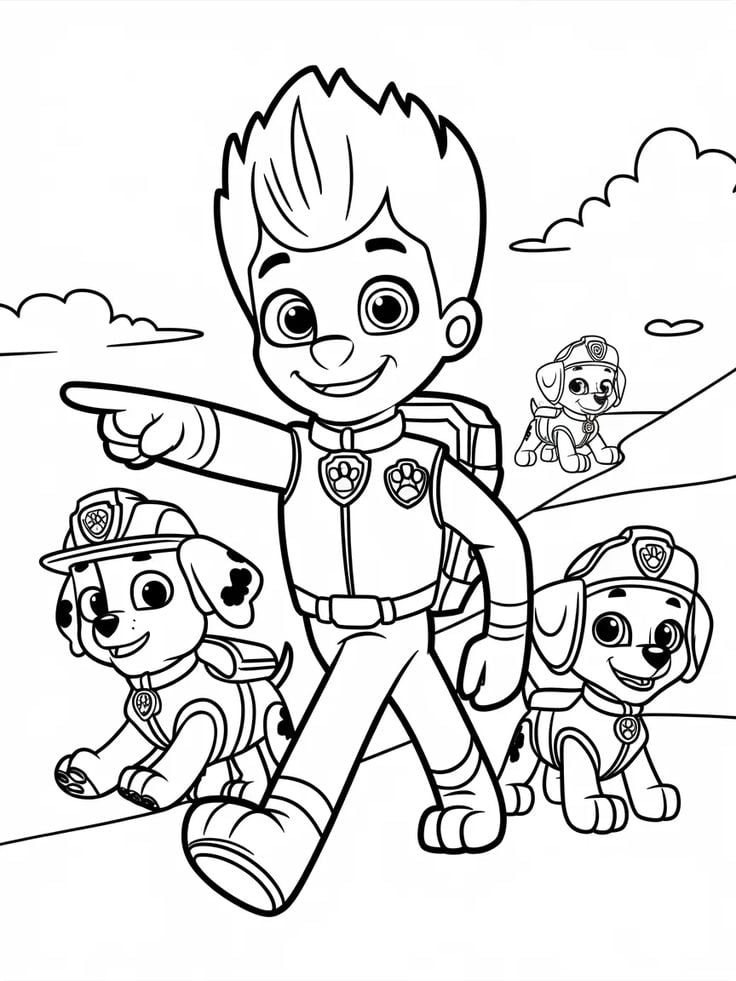 Dibujos de Ryder, líder de Paw Patrol, para colorear por el Día del Padre