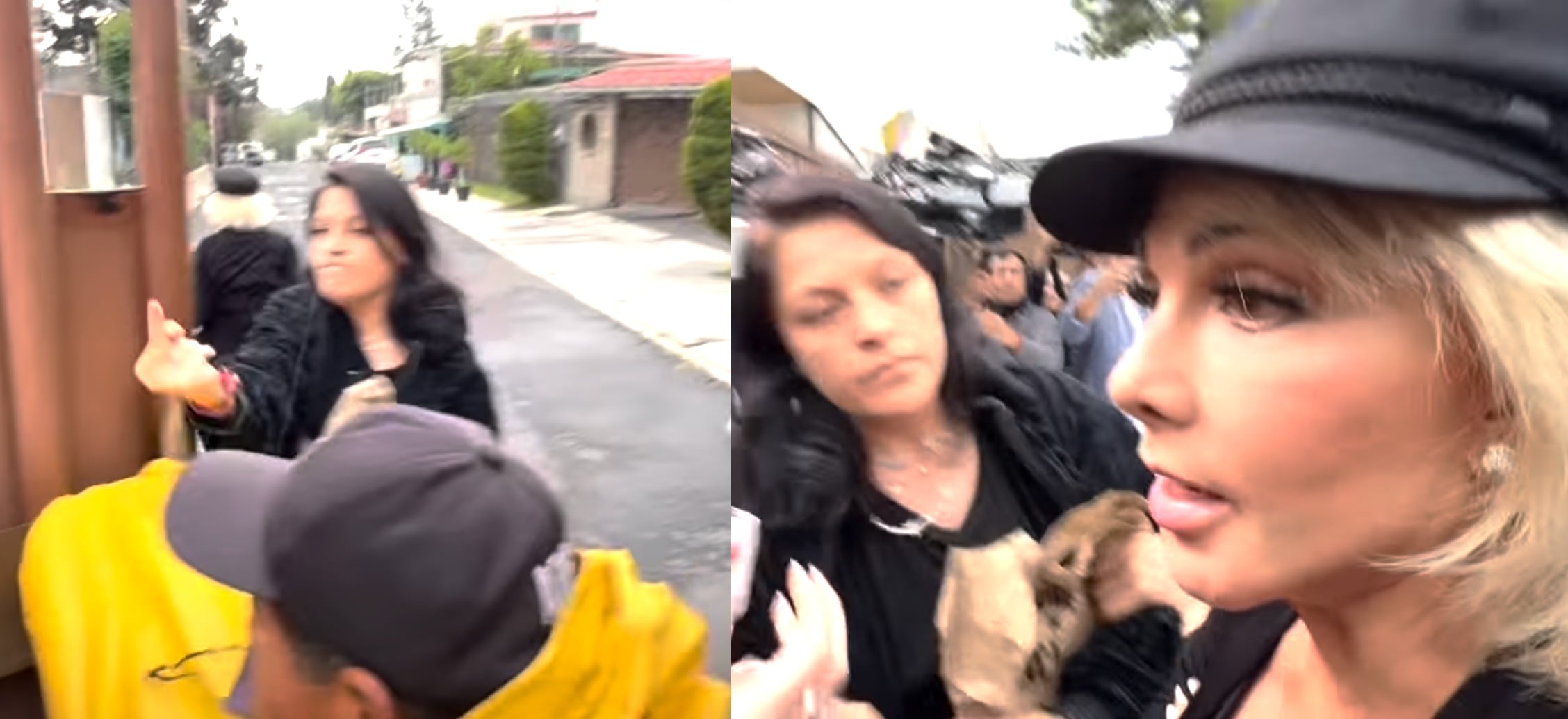 Olivia Collins y su hija llegando a la casa de Maribel Guardia