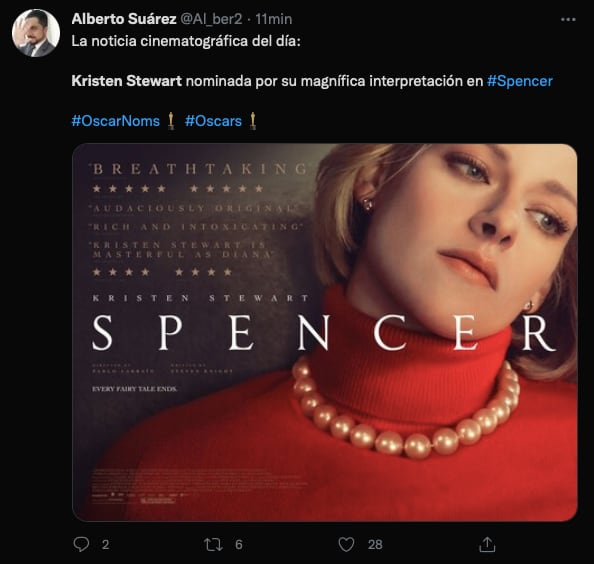Reacciones en redes por nominación de Kristen Stewart al Óscar 2022