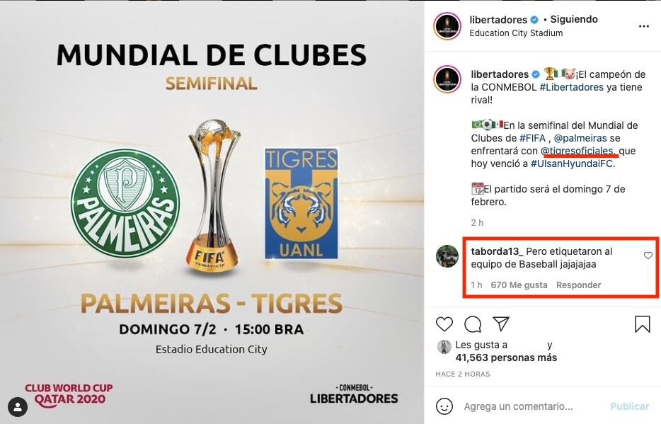 Copa Libertadores se equivoca de Tigres