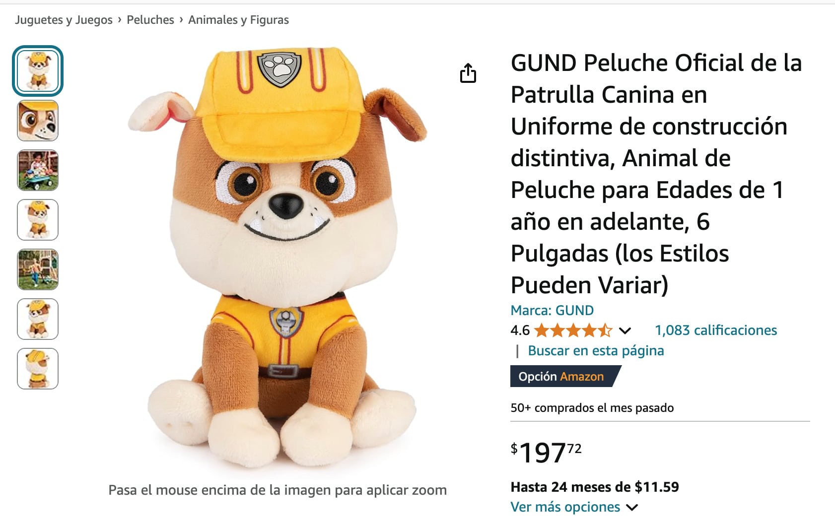 Opciones de peluches de Paw Patrol por menos de 300 pesos