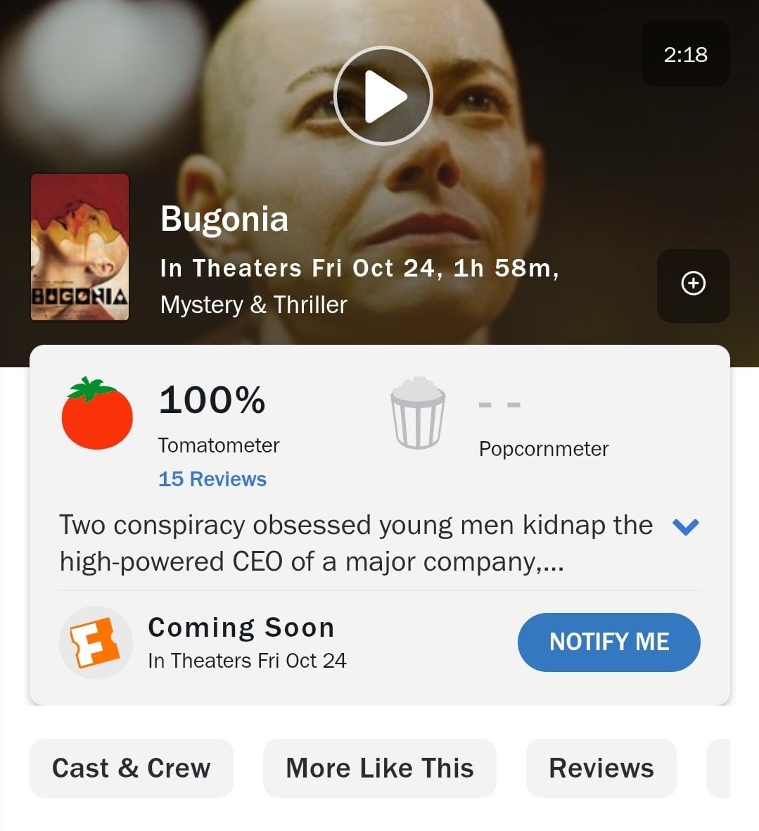 Bugonia en Rotten Tomatoes