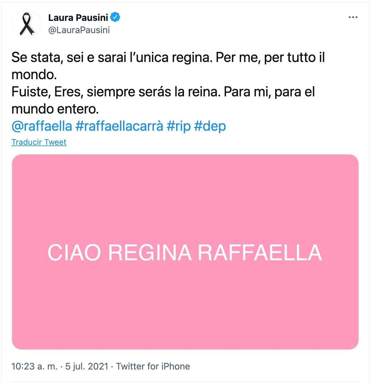 Laura Pausini lamenta la muerte de Raffaella Carrà