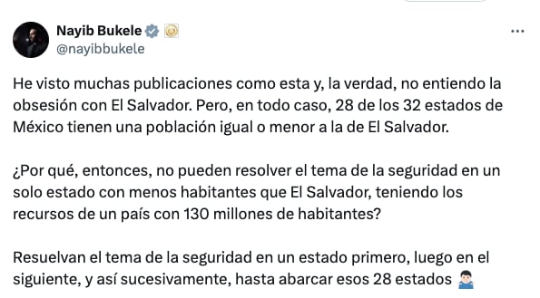 La dura recomendación de Nayib Bukele sobre la seguridad en México
