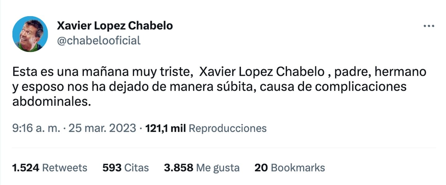 Chabelo murió de manera súbita