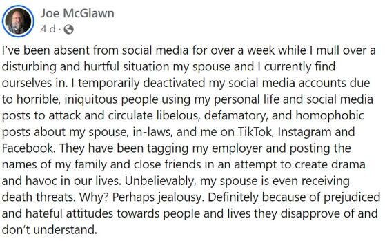 Joe McGlawn, esposo de Bryan Galindo