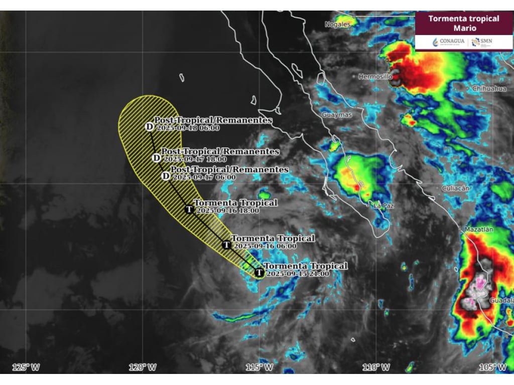 Tormenta tropical Mario 16 de septiembre 2025